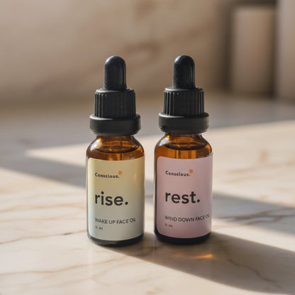 The Conscious Glow Kit: Rise & Rest Face Oil Set